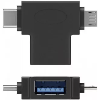 Adaptér USB3.0 female na dva konektory USB 3.1 C/male + micro USB B/male Adaptér USB3.0 female na dva konektory USB 3.1 C/male + micro USB B/male