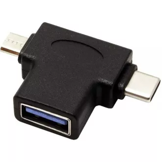 Adaptér USB3.0 female na dva konektory USB 3.1 C/male + micro USB B/male Adaptér USB3.0 female na dva konektory USB 3.1 C/male + micro USB B/male