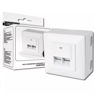 Zásuvka 2xRJ45 na omítku, STP Cat6 Zásuvka 2xRJ45 na omítku, STP Cat6