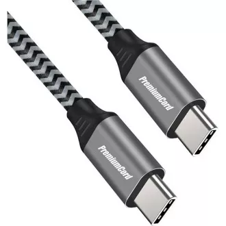 PREMIUMCORD Kabel USB-C M/M, 100W 20V/5A 480Mbps bavlněný oplet, 1, 5m
