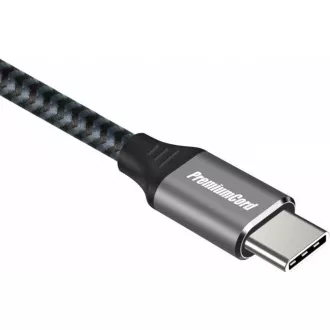 PREMIUMCORD Kabel USB-C M/M, 100W 20V/5A 480Mbps bavlněný oplet, 1, 5m