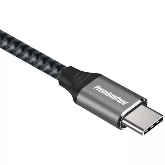 PREMIUMCORD Kabel USB-C M/M, 100W 20V/5A 480Mbps bavlněný oplet, 2m PREMIUMCORD Kabel USB-C M/M, 100W 20V/5A 480Mbps bavlněný oplet, 2m