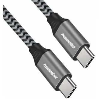 PREMIUMCORD Kabel USB-C M/M, 100W 20V/5A 480Mbps bavlněný oplet, 2m PREMIUMCORD Kabel USB-C M/M, 100W 20V/5A 480Mbps bavlněný oplet, 2m