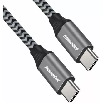 PREMIUMCORD Kabel USB-C M/M, 100W 20V/5A 480Mbps bavlněný oplet, 2m PREMIUMCORD Kabel USB-C M/M, 100W 20V/5A 480Mbps bavlněný oplet, 2m