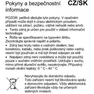 PremiumCord napájecí adaptér 230V / 12V / 2A stejnosměrný PremiumCord napájecí adaptér 230V / 12V / 2A stejnosměrný