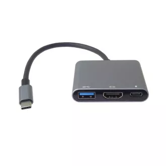 PremiumCord Adaptér USB-C na HDMI + USB3.0 + PD, rozlišení 4K a FULL HD 1080p