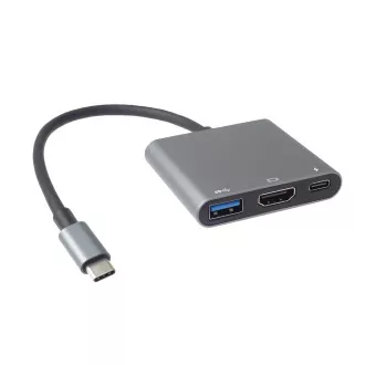 PremiumCord Adaptér USB-C na HDMI + USB3.0 + PD, rozlišení 4K a FULL HD 1080p