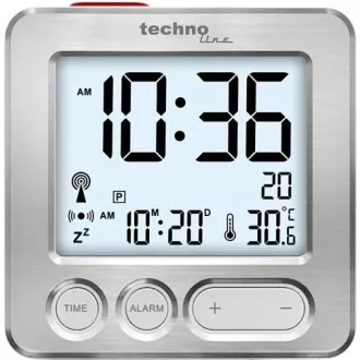 TechnoLine WT 265 digitální budík s teploměrem, stříbrný TechnoLine WT 265 digitální budík s teploměrem, stříbrný