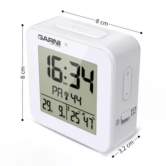 GARNI 138W - digitální budík s teploměrem a vlhkoměrem, bílá GARNI 138W - digitální budík s teploměrem a vlhkoměrem, bílá