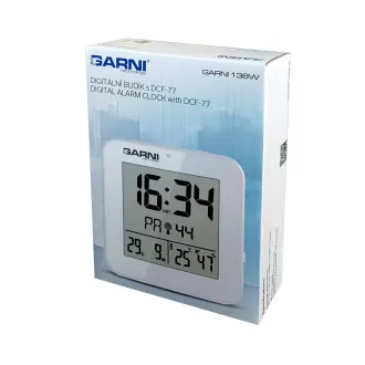 GARNI 138W - digitální budík s teploměrem a vlhkoměrem, bílá GARNI 138W - digitální budík s teploměrem a vlhkoměrem, bílá