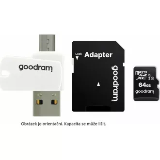 GOODRAM microSDHC karta 16GB M1A4 All-in-one (R:100/W:10 MB/s), UHS-I Class 10, U1 + Adapter + OTG card reader/čtečka GOODRAM microSDHC karta 16GB M1A4 All-in-one (R:100/W:10 MB/s), UHS-I Class 10, U1 + Adapter + OTG card reader/čtečka