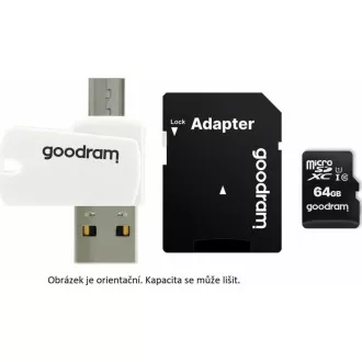 GOODRAM microSDHC karta 32GB M1A4 All-in-one (R:100/W:10 MB/s), UHS-I Class 10, U1 + Adapter + OTG card reader/čtečka GOODRAM microSDHC karta 32GB M1A4 All-in-one (R:100/W:10 MB/s), UHS-I Class 10, U1 + Adapter + OTG card reader/čtečka