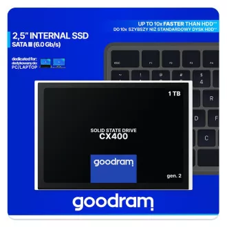 GOODRAM SSD CX400 Gen.2 1TB, SATA III, 2.5", (R:550/W:500MB/s) GOODRAM SSD CX400 Gen.2 1TB, SATA III, 2.5", (R:550/W:500MB/s)