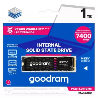 GOODRAM SSD PX700 1TB, PCIe Gen4x4, M.2 2280, (R:74000/W:6500MB/s) GOODRAM SSD PX700 1TB, PCIe Gen4x4, M.2 2280, (R:74000/W:6500MB/s)