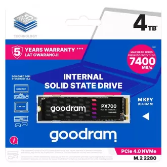GOODRAM SSD PX700 4TB, PCIe Gen4x4, M.2 2280, (R:7400/W:6500MB/s) GOODRAM SSD PX700 4TB, PCIe Gen4x4, M.2 2280, (R:7400/W:6500MB/s)