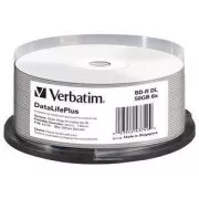 VERBATIM BD-R(25-pack)Blu-Ray/spindle/DL+/6x/50GB/ WIDE PRINTABLE NO ID SURFACE HARD COAT