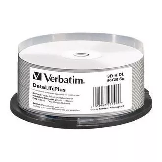 VERBATIM BD-R(25-pack)Blu-Ray/spindle/DL+/6x/50GB/ WIDE PRINTABLE NO ID SURFACE HARD COAT