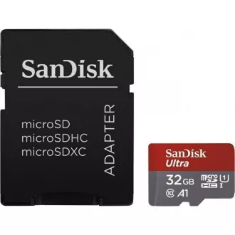 SanDisk MicroSDXC karta 32GB Ultra (120 MB/s, A1 Class 10 UHS-I, Android) + adaptér SanDisk MicroSDXC karta 32GB Ultra (120 MB/s, A1 Class 10 UHS-I, Android) + adaptér