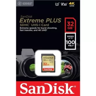 SanDisk SDHC karta 32GB Extreme PLUS (100 MB/s Class 10, UHS-I U3 V30)