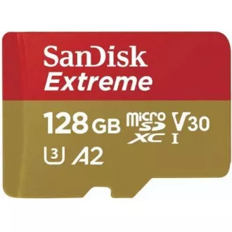 SanDisk micro SDXC karta 128GB Extreme (190 MB/s Class 10, UHS-I U3 V30) + adaptér SanDisk micro SDXC karta 128GB Extreme (190 MB/s Class 10, UHS-I U3 V30) + adaptér
