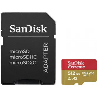 SanDisk micro SDXC karta 512GB Extreme (190 MB/s Class 10, UHS-I U3 V30) + adaptér SanDisk micro SDXC karta 512GB Extreme (190 MB/s Class 10, UHS-I U3 V30) + adaptér