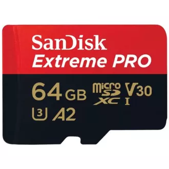 SanDisk micro SDXC karta 64GB Extreme PRO (200 MB/s Class 10, UHS-I U3 V30) + adaptér SanDisk micro SDXC karta 64GB Extreme PRO (200 MB/s Class 10, UHS-I U3 V30) + adaptér