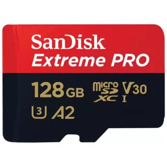 SanDisk micro SDXC karta 128GB Extreme PRO (200 MB/s Class 10, UHS-I U3 V30) + adaptér SanDisk micro SDXC karta 128GB Extreme PRO (200 MB/s Class 10, UHS-I U3 V30) + adaptér