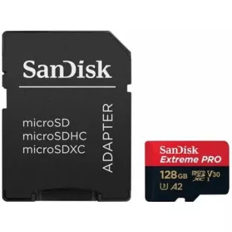 SanDisk micro SDXC karta 128GB Extreme PRO (200 MB/s Class 10, UHS-I U3 V30) + adaptér SanDisk micro SDXC karta 128GB Extreme PRO (200 MB/s Class 10, UHS-I U3 V30) + adaptér
