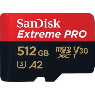 SanDisk micro SDXC karta 512GB Extreme PRO (200 MB/s Class 10, UHS-I U3 V30) + adaptér SanDisk micro SDXC karta 512GB Extreme PRO (200 MB/s Class 10, UHS-I U3 V30) + adaptér