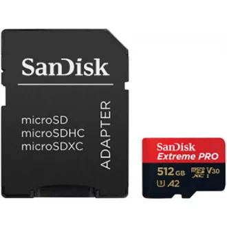SanDisk micro SDXC karta 512GB Extreme PRO (200 MB/s Class 10, UHS-I U3 V30) + adaptér SanDisk micro SDXC karta 512GB Extreme PRO (200 MB/s Class 10, UHS-I U3 V30) + adaptér