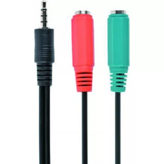 GEMBIRD Kabel rozdvojka jack 3, 5mm (4 pólový) na 2x3, 5mm M/F, 20cm, černý