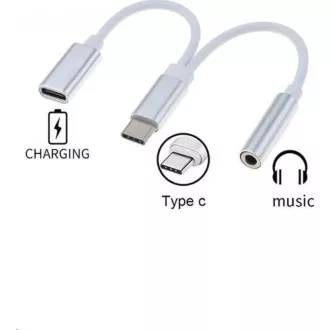 PremiumCord Převodník USB-C na audio konektor jack 3, 5mm female + USB typ C konektor pro nabíjení PremiumCord Převodník USB-C na audio konektor jack 3, 5mm female + USB typ C konektor pro nabíjení