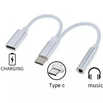 PremiumCord Převodník USB-C na audio konektor jack 3, 5mm female + USB typ C konektor pro nabíjení PremiumCord Převodník USB-C na audio konektor jack 3, 5mm female + USB typ C konektor pro nabíjení