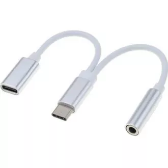 PremiumCord Převodník USB-C na audio konektor jack 3, 5mm female + USB typ C konektor pro nabíjení PremiumCord Převodník USB-C na audio konektor jack 3, 5mm female + USB typ C konektor pro nabíjení