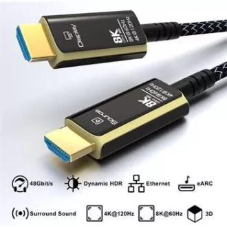 PREMIUMCORD Ultra High Speed HDMI 2.1 optický fiber kabel 8K@60Hz, zlacené 10m PREMIUMCORD Ultra High Speed HDMI 2.1 optický fiber kabel 8K@60Hz, zlacené 10m