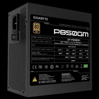 GIGABYTE zdroj P850GM, 850W, 80plus gold, modular, 120 mm fan GIGABYTE zdroj P850GM, 850W, 80plus gold, modular, 120 mm fan