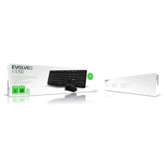 EVOLVEO Set klávesnice a myši K1050, Bezdrátové 2.4GHz, US INTL, černá