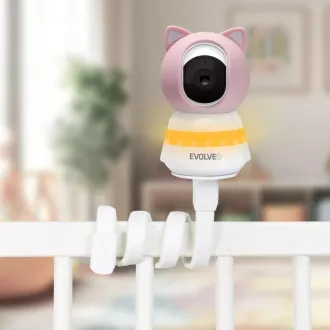 EVOLVEO Baby Monitor N5, Set videochůvičky s 360° dohledem, obousměrnou komunikací a ukolébavkami, růžová