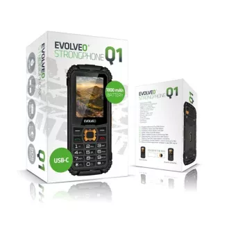 EVOLVEO StrongPhone Q1, vodotěsný odolný Dual SIM telefon, černo-oranžový