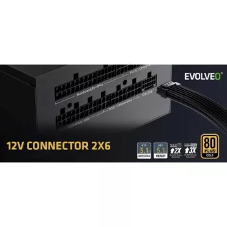 EVOLVEO G850 zdroj 850W, 80+ GOLD, ATX 3.1, aPFC, 140 mm ventilátor EVOLVEO G850 zdroj 850W, 80+ GOLD, ATX 3.1, aPFC, 140 mm ventilátor