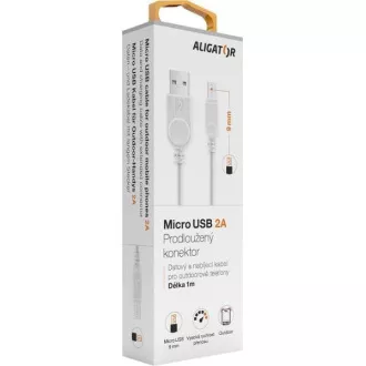 ALIGATOR datový kabel s prodlouženým konektorem microUSB, 2A, bílá ALIGATOR datový kabel s prodlouženým konektorem microUSB, 2A, bílá
