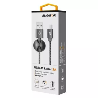 ALIGATOR datový kabel PREMIUM 2A, USB-C, černá ALIGATOR datový kabel PREMIUM 2A, USB-C, černá