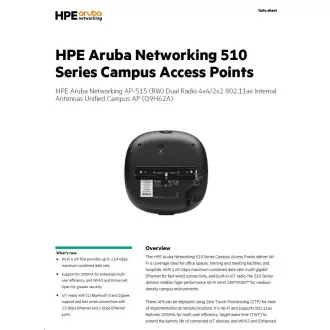 HPE Aruba Networking AP-515 (RW) Dual Radio 4x4/2x2 802.11ax Internal Antennas Unified Campus AP RENEW Q9H62A HPE Aruba Networking AP-515 (RW) Dual Radio 4x4/2x2 802.11ax Internal Antennas Unified Campus AP RENEW Q9H62A