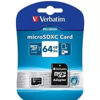 VERBATIM MicroSDXC karta 64GB Premium, U1 + adaptér