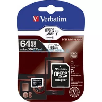 VERBATIM MicroSDXC karta 64GB Premium, U1 + adaptér