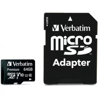 VERBATIM MicroSDXC karta 64GB Premium, U1 + adaptér