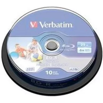 VERBATIM BD-R SL Datalife HTL (10-pack)Blu-Ray/Spindle/6x/25GB Wide Printable