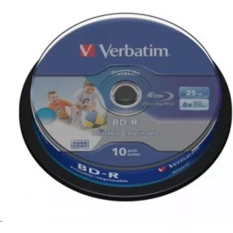 VERBATIM BD-R SL Datalife HTL (10-pack)Blu-Ray/Spindle/6x/25GB Wide Printable