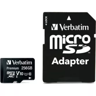 VERBATIM MicroSDXC karta 256GB Premium, U1 + adaptér VERBATIM MicroSDXC karta 256GB Premium, U1 + adaptér