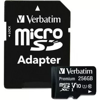 VERBATIM MicroSDXC karta 256GB Premium, U1 + adaptér VERBATIM MicroSDXC karta 256GB Premium, U1 + adaptér